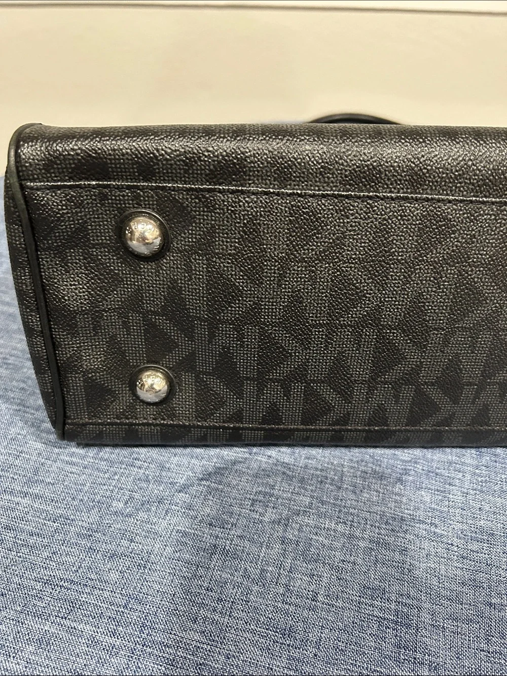 Michael Kors Black MK Logo Tote with Silver Charm